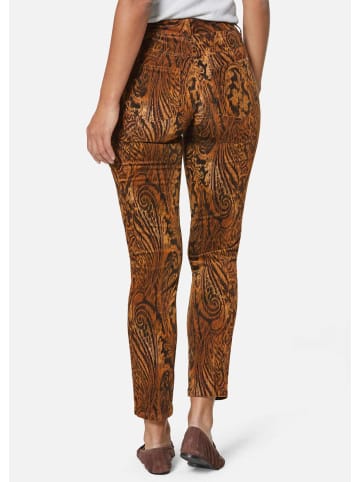 MADELEINE Schlanke Hose mit Paisley-Print, Stretch in mandel / multicolor