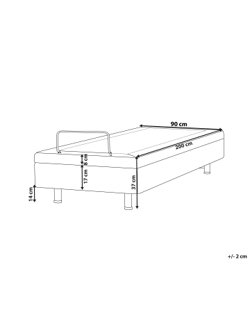 Beliani Einzelbett CASTELLAN in Grau/Schwarz - (W) 90 x (H) 37 x (L) 200 cm