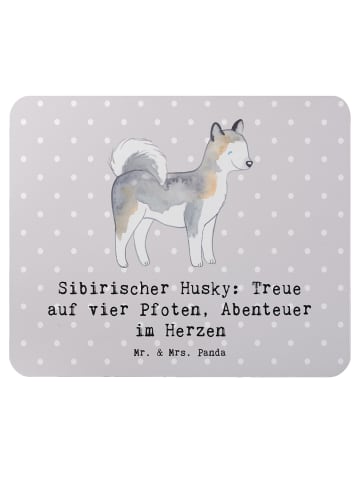 Mr. & Mrs. Panda Mauspad Sibirischer Husky mit Spruch in Grau Pastell