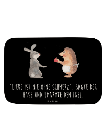 Mr. & Mrs. Panda Badematte Hase Igel mit Spruch in Schwarz