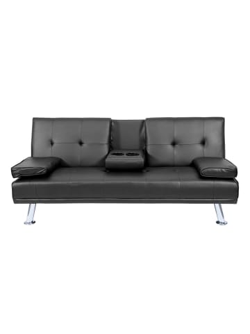 MCW 3er-Sofa F60 mit Tassenhalter, Kunstleder, schwarz