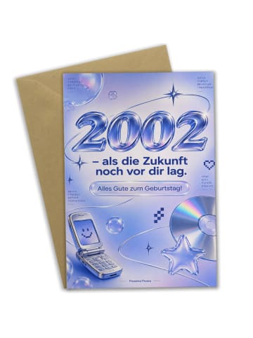 Geburtstagskarte 2002. Geburtstag Zahl nostalgi... in Weiß