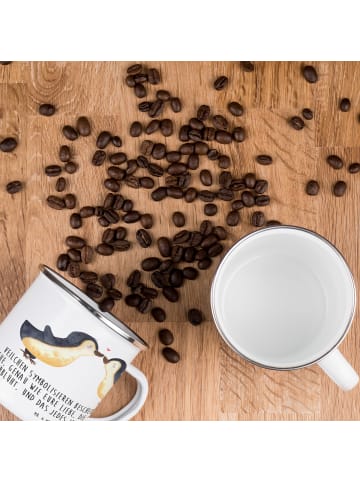 Mr. & Mrs. Panda Camping Emaille Tasse 13. Hochzeitstag Veilchen... in Transparent