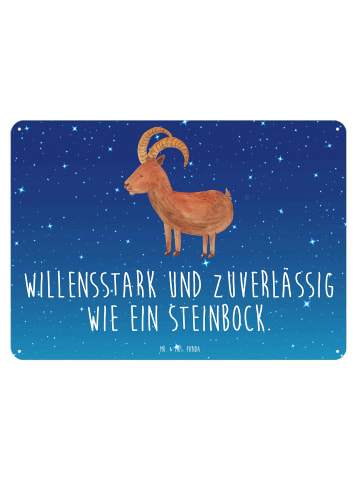 Mr. & Mrs. Panda Blechschild Sternzeichen Steinbock mit Spruch in Sternenhimmel Blau