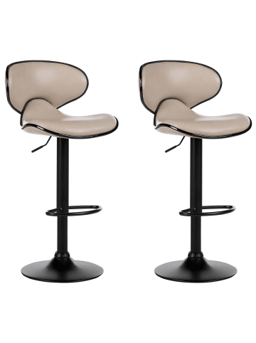 Beliani 2-tlg Drehhocker CONWAY in Beige/Schwarz