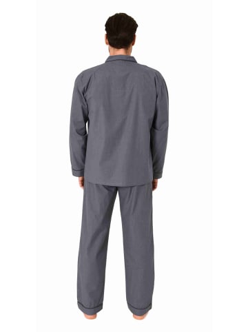 NORMANN langarm Schlafanzug Pyjama gewebt zum Knöpfen - 80160 in grau