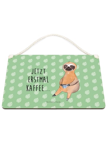 Mr. & Mrs. Panda holzbild Faultier Kaffee mit Spruch in Tropengrün