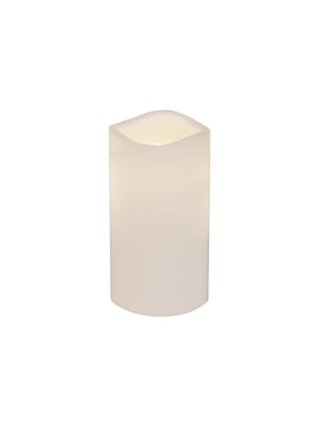 STAR Trading LED Stumpenkerze Paul, Batterie und Timer, weiß, outdoor, H 15cm 