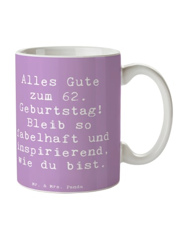 Mr. & Mrs. Panda Kaffeetasse Spruch 62. Geburtstag Freude mit Sp... in Lavendeltraum