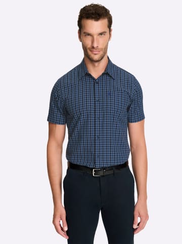 WITT WEIDEN Kurzarmhemd in marine-jeansblau-kariert