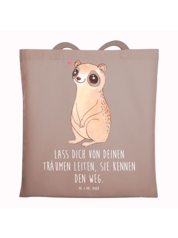 Mr. & Mrs. Panda Tragetasche Plumplori Glücklich mit Spruch in Braun Pastell