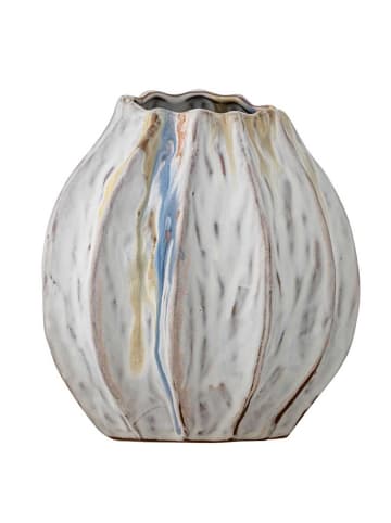 Bloomingville VASE FERAY Weiß Streifen Blau Braun Keramik 17x18 cm