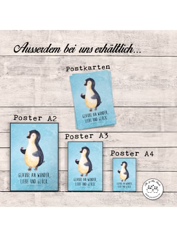 Mr. & Mrs. Panda Bild Pinguin Marienkäfer mit Spruch in Eisblau