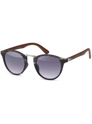 styleBREAKER Sonnenbrille in Schwarz-Silber / Grau Verlauf