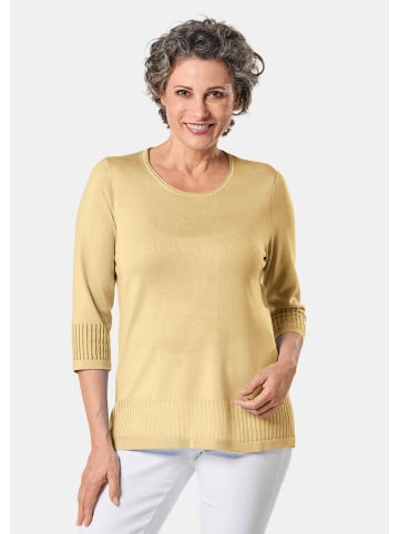 GOLDNER Kurzgröße:  Ajour-Pullover mit Durchbrüchen in pastellgelb