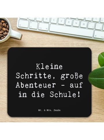Mr. & Mrs. Panda Mauspad Spruch Schulanfang Abenteuer mit Spruch in Schwarz