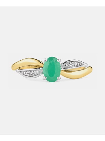 Diamant L'éternel Ring, mit Smaragd, 375 Gelbgold