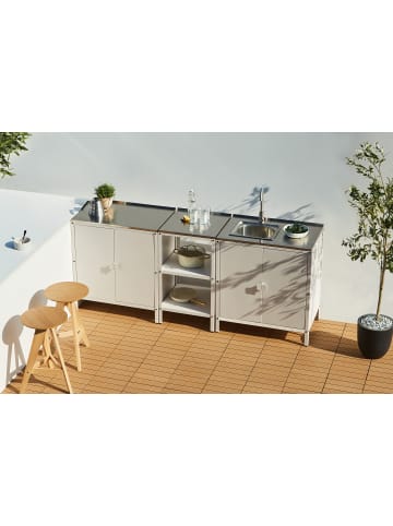 Beliani 3er-Set Gartenküche VILAMA in Weiß/Silber