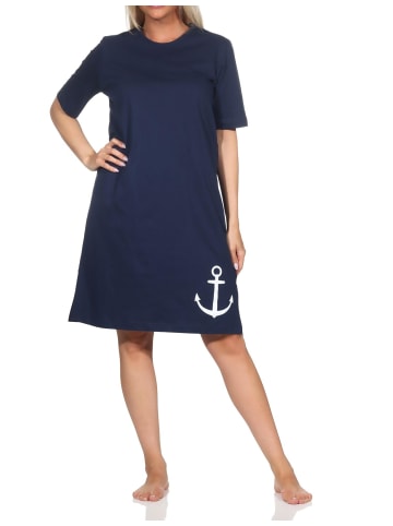 NORMANN Kurzarm Nachthemd Maritimer Look in marine