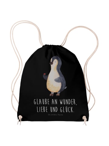 Mr. & Mrs. Panda Baumwolltasche Pinguin Marienkäfer mit Spruch in Schwarz