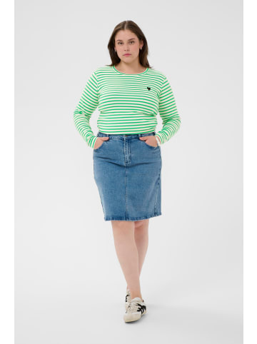 KAFFE curve Langarm-Shirt KClia Regular fit in Chalk/Bright Green-Black Heart