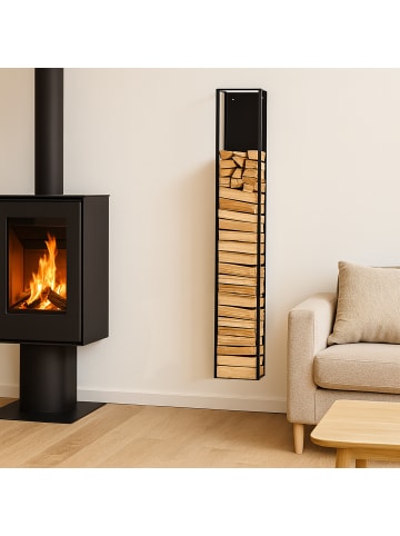 relaxdays Kaminholzregal in Schwarz - (B)25 x (H)160 x (T)25 cm