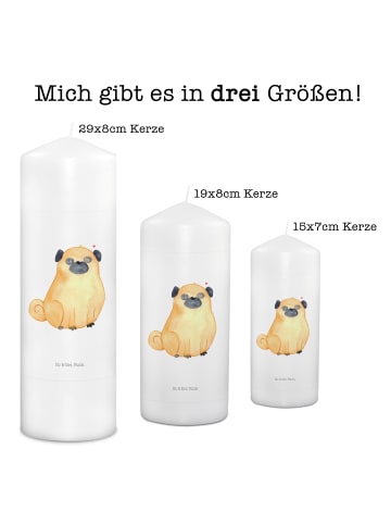 Mr. & Mrs. Panda Weihnachtskerze Mops ohne Spruch in Weiß