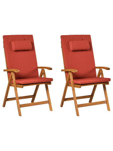 Beliani 2er-Set Gartenstuhl JAVA PREMIUM in Braun/Rot