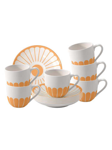 Villeroy & Boch 6er Set Espressotassen mit Untertassen Fleur Couleur in 70 ml in Soleil