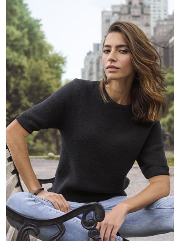 LASCANA Kurzarmpullover in schwarz