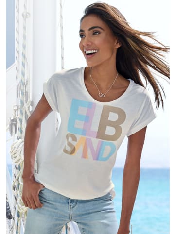 ELBSAND Print-Shirt in weiß bedruckt
