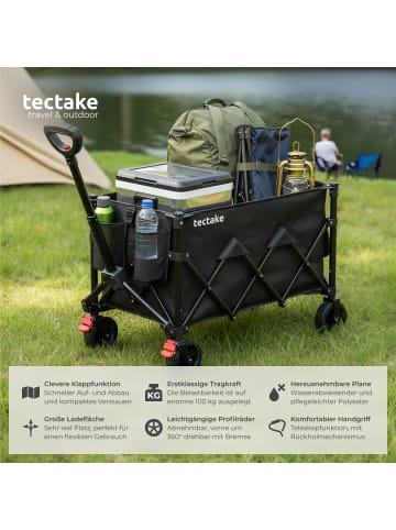tectake Handwagen RollRider faltbar, Teleskopgriff, Profilräder