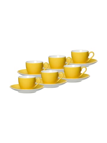 Ritzenhoff & Breker 6er Set Espressotassen und -untertassen Doppio in 80 ml in Gelb