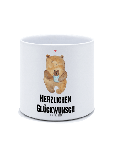 Mr. & Mrs. Panda Großer Blumenkübel Bär Baby mit Spruch in Weiß