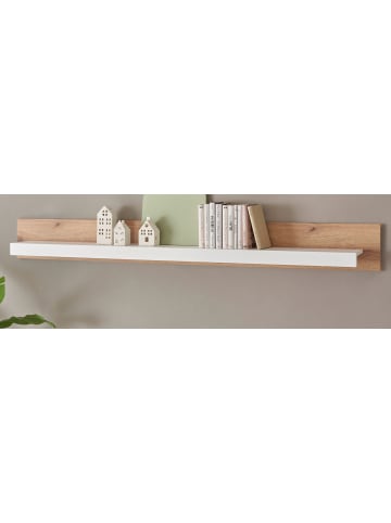 Furn.Design Wandboard weiß matt, Evoke Eiche, Wandregal 198 cm
