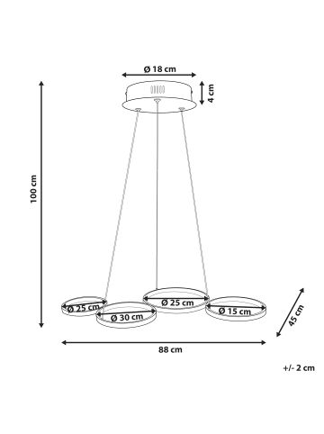 Beliani Pendelleuchten PIBOR in Schwarz - (W) 88 x (H) 100 x (L) 45 cm