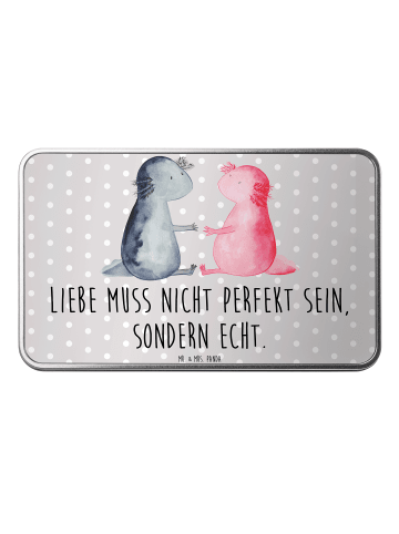 Mr. & Mrs. Panda Metalldose Axolotl Liebe mit Spruch in Grau Pastell