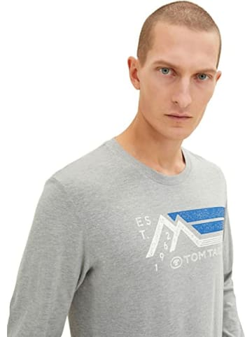 Tom Tailor Rundhals Langarmshirt für Herren in grau