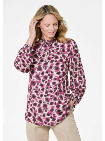 GOLDNER Langarmshirt mit Stehkragen, Print in beere / gemustert