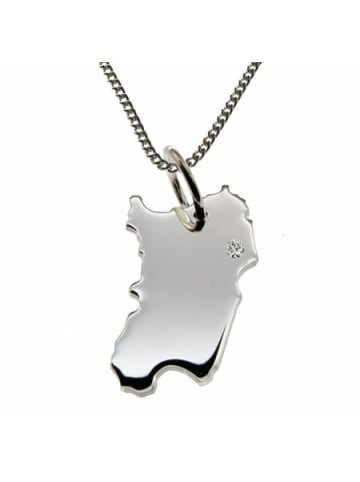 Schmuckador 50cm Kette + Sardinien mit Brillant in 925 Silber in silber