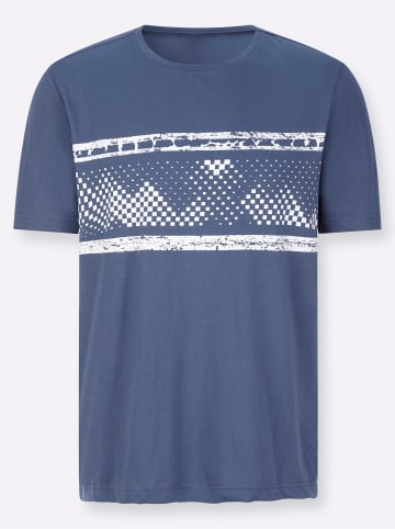 Sieh an! Kurzarm-Shirt in jeansblau-weiß