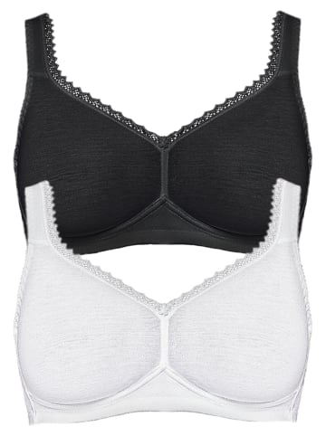SUSA 2er Pack Baumwoll BH ohne Bügel Organic Cotton in Schwarz Weiss