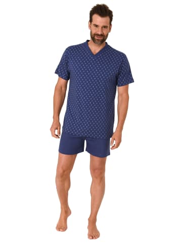 NORMANN Schlafanzug kurzarm Pyjama Shorty in navy