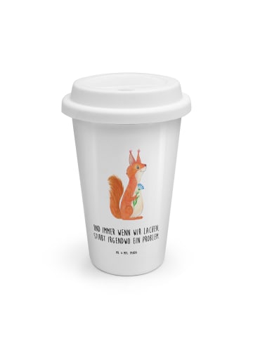 Mr. & Mrs. Panda To Go Becher Eichhörnchen Blume mit Spruch in Weiß