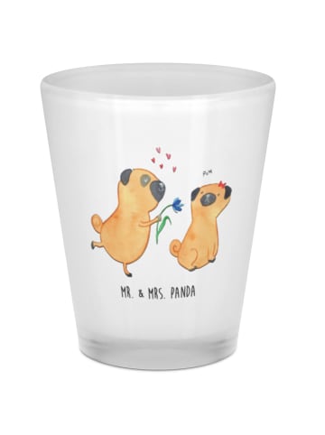 Mr. & Mrs. Panda Schnapsglas Mops Verliebt ohne Spruch in Transparent