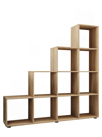 VCM  Holz Stand Treppenregal Regal 10 Fächer Napoli in Sonoma-Eiche (Sägerau)