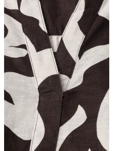 Street One Bluse mit Split Neck aus Leinenmix in Braun