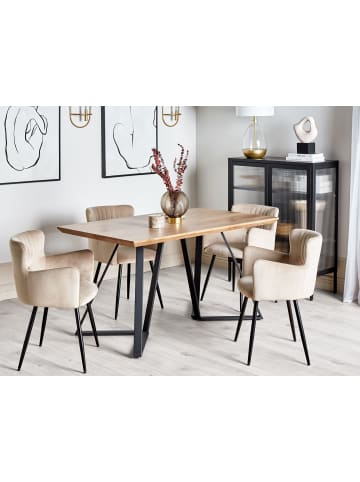 Beliani Esszimmertisch UPTON in Braun/Schwarz - (W) 80 x (H) 75 x (L) 140 cm