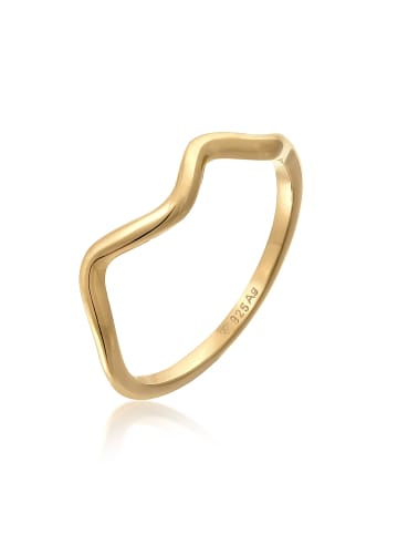 Elli Ring 925 Sterling Silber Wellen, Geo in Gold