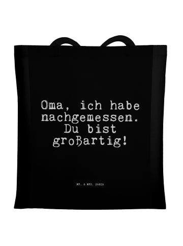 Mr. & Mrs. Panda Tasche Oma, ich habe nachgemessen.... mit Spruch in Schwarz